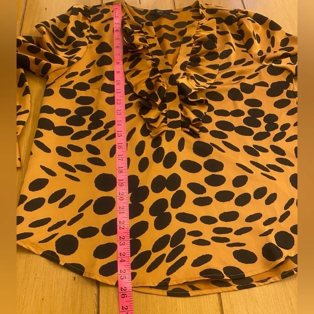 J. Crew Women’s Animal Print Ruffles Blouse Long Sleeve Button Down New M